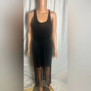 Rubbish BP Women’s Black Fringed Maxi Dress Size M Sleeveless